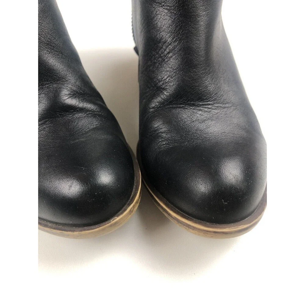 Lucky Brand Basel Black Leather Ankle Boots Zipper Bootie Women's Size 6